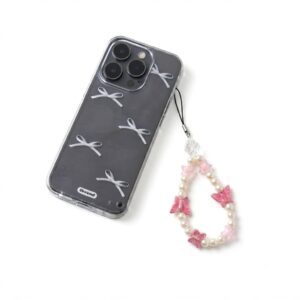 Pink Butterfly & Star Pearl Beaded Phone Charm
