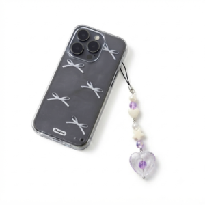 Amethyst Glow Heart & Star Beaded Phone Charm