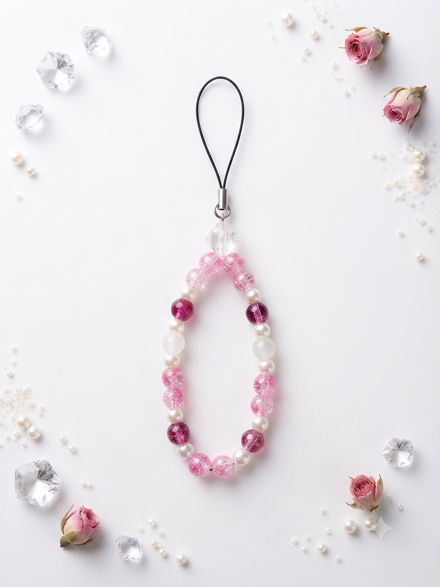 Blush Blossom Beaded Phone Charm