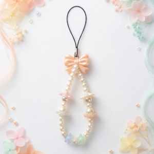 Pastel Bow Pearl Beaded Phone Charm