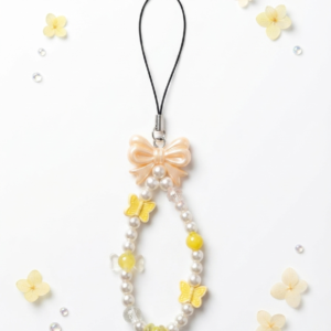 Golden Butterfly Bow Beaded Phone Charm