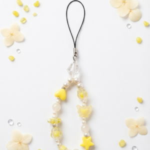 Sunlit Yellow Butterfly Bow Beaded Phone Charm