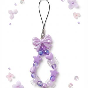 Amethyst Bow & Star Beaded Phone Charm