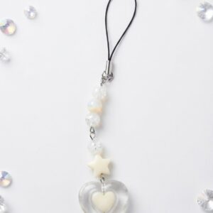 Crystal Heart & Star Beaded Phone Charm