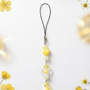 Lemon Drop Heart & Star Beaded Phone Charm