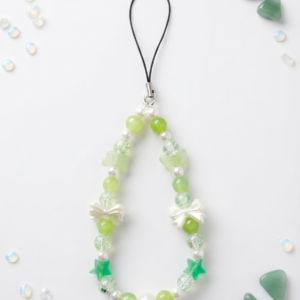 Emerald Forest Bow & Star Beaded Phone Charm