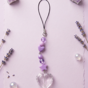 Avender Dream Heart & Star Beaded Phone Charm