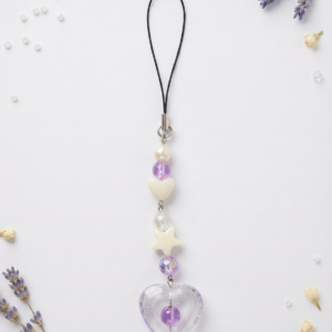 Amethyst Glow Heart & Star Beaded Phone Charm