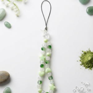 Matcha Mint Star & Heart Beaded Phone Charm