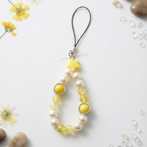 Sunshine Pearl & Yellow Star Beaded Phone Charm