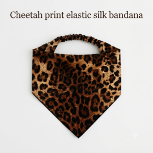 Cheetah Print Elastic Silk Bandana