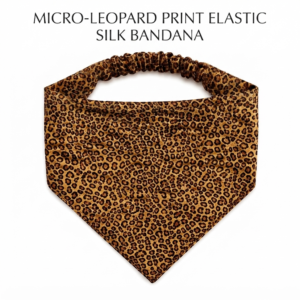 Micro-Leopard Print Elastic Silk Bandana