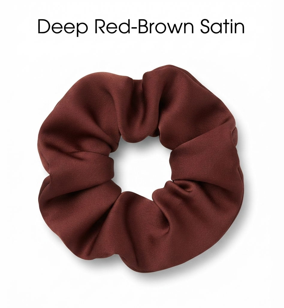 Deep Red-Brown Chiffon Scrunchie