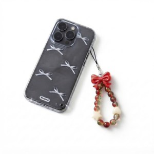Festive Holiday Bow & Star Beaded Phone Charm