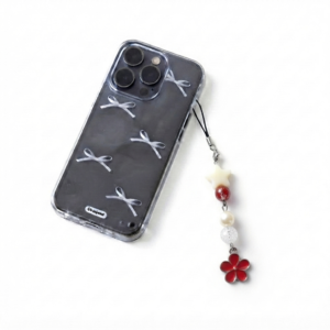 Crimson Blossom & Star Beaded Phone Charm