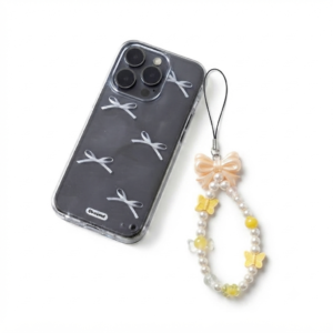 Golden Butterfly Bow Beaded Phone Charm